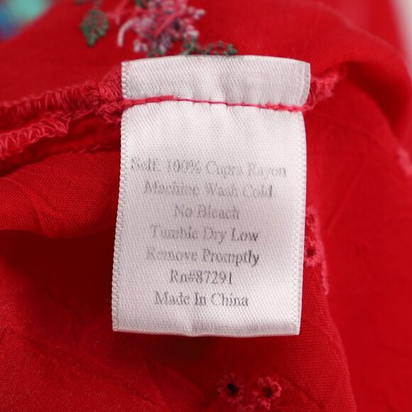 JOHNNY WAS Daisy Eyelet Embroidered Tunic Lightweight Vibrant Red Size XL - Picture 10 of 10